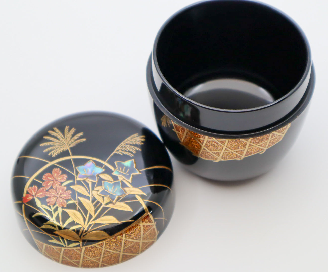 Japanese Tea Caddy NATSUME w Flower Basket