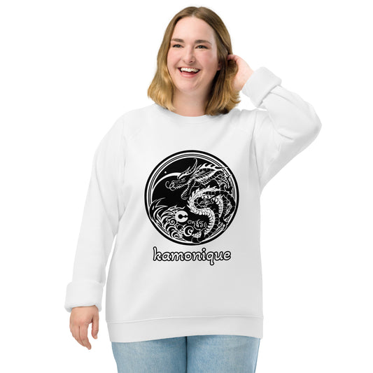 Kamonique unisex organic raglan sweatshirt dragon